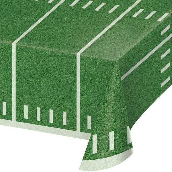 Creative Converting Football Field Plastic Tablecloth, 108"x54", 6PK 346634